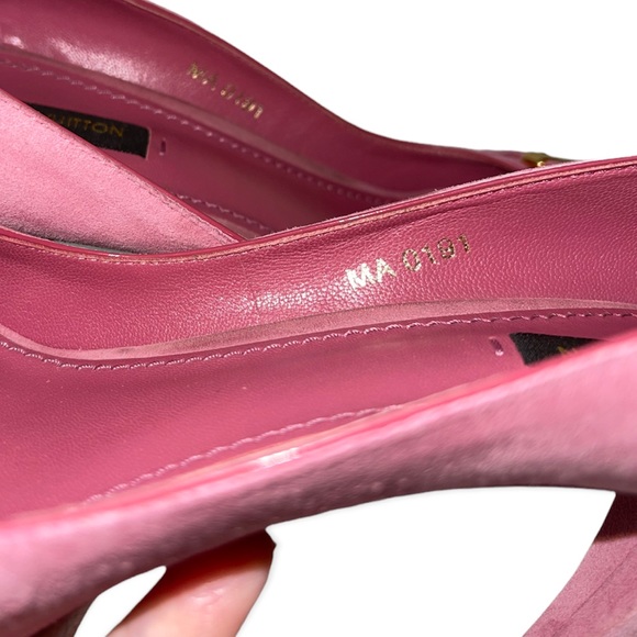 LOUIS VUITTON Pumps Pink Suede Crisscross Peep Toe Stiletto Heels Size 38.5 - Picture 10 of 16